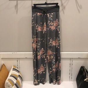 Floral cotton wide leg pants